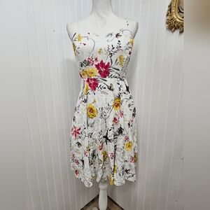 Floral Print White Dress Old Navy M